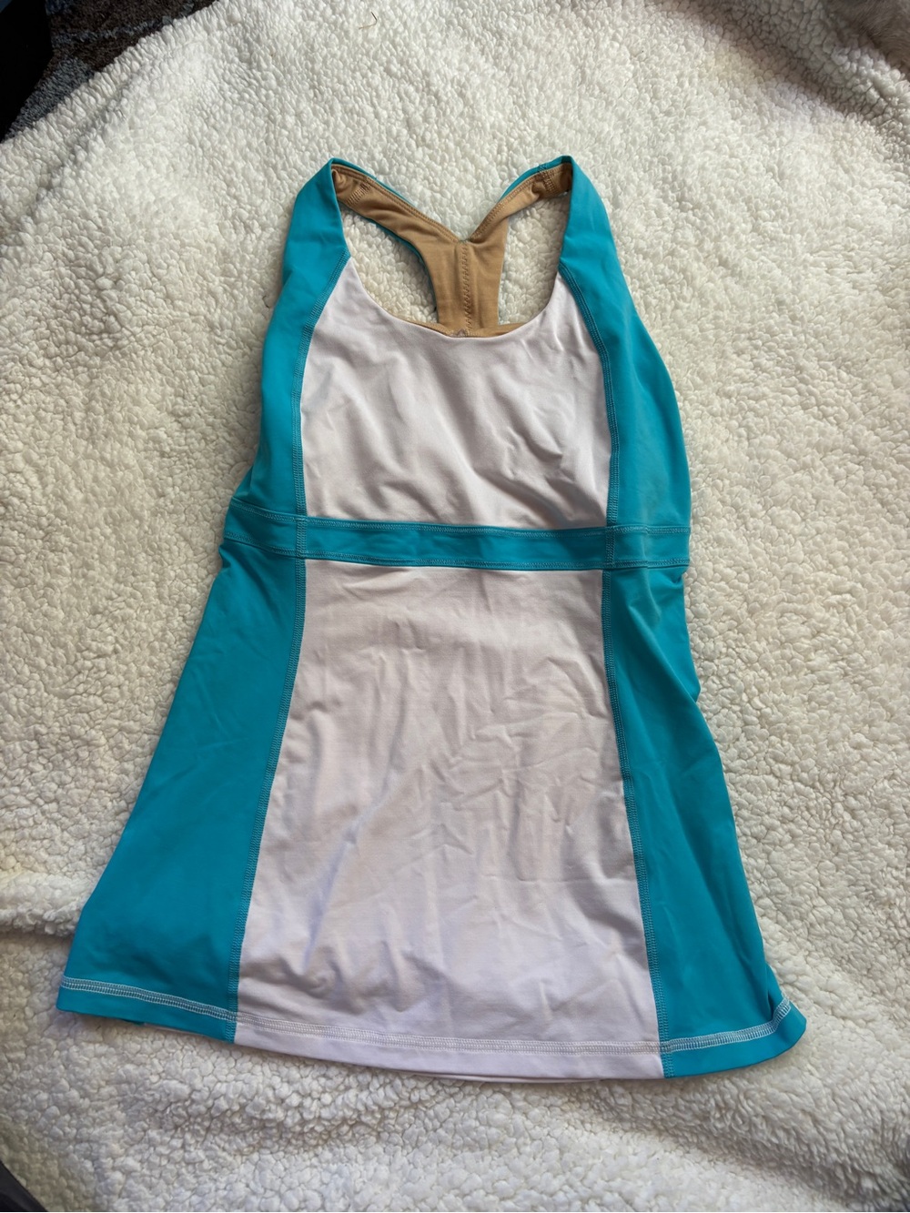lululemon Teal and White Athletic Tank Top